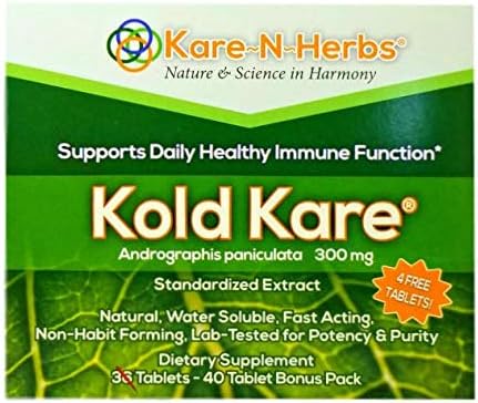 Supports Daily Healthy Immune Function - Kold Kare - ANDROGRAPHIS PANICULATA - 300mg - 40 Tablets