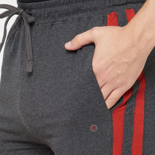 Image of sporto Anthra Melange Modern Slim Fit Track Pants for Men with Zippered Pockets