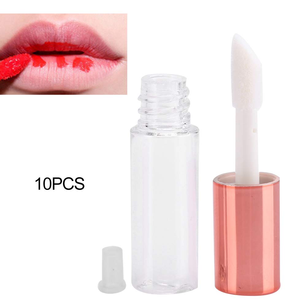Lip gloss tube, 10 pcs 1.2ml DIY Small mini plastic plastic container with stopper, rose gold Empty lip gloss tube with brush tip applicator for makeup - Image 4