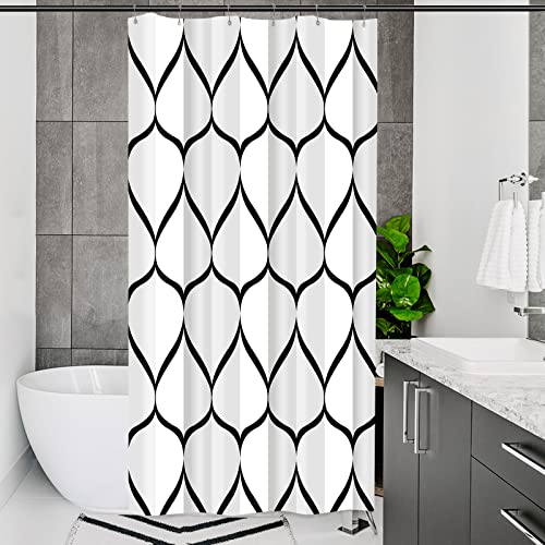 Gelbchu White Grey Stall Half Fabric 36x72 Inch Shower Curtain,Waterproof Design and Polyester,Quick-Drying,Heavy Duty Small Shower Curtains Set for Bathroom,Machine Washable with 6 Hooks