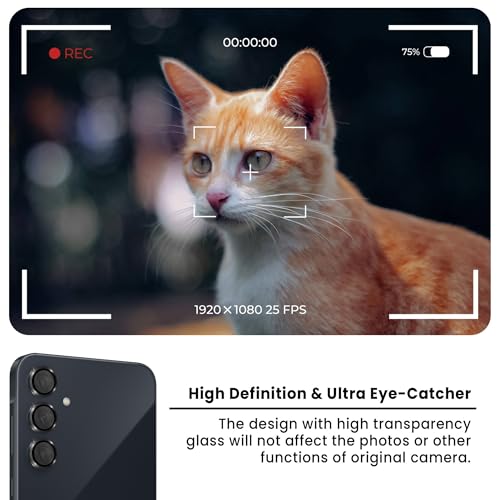 Image of FIRST MART Black Camera Ring Guard Protector for Samsung Galaxy A35 and Samsung A55 | Tempered Glass with Metal Alloy Rings, HD Clear, Scratch Resistant, Case-Friendly | Pack of 1