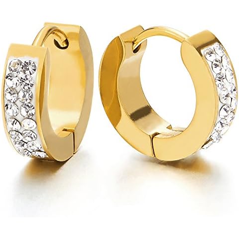 Pendientes del Aro con Zirconio Cúbico de Acero Inoxidable Cover