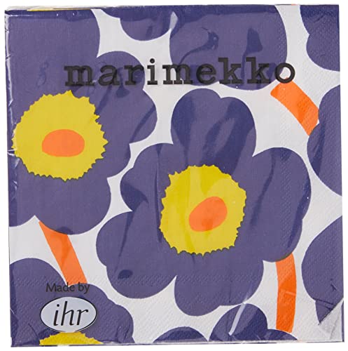 IHR Ideal Home Range Cocktail Napkins Marimekko Disposable 3-Ply Paper Party Napkin Pack, 5" x 5", Unikko Dark Blue, 20-Count - Thumbnail 5