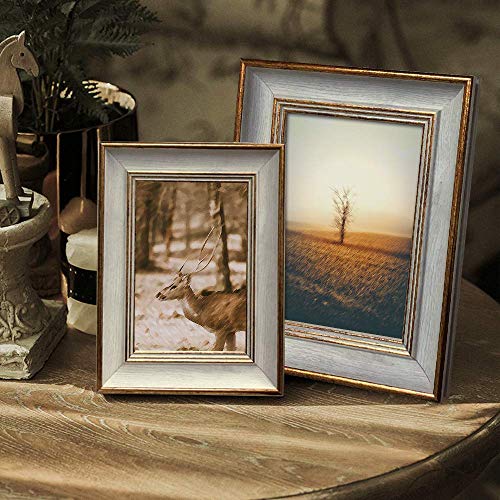 Afuly 4X6 Picture Frames Vintage Antique Photo Frame Gold White For Tabletop Single Display Wall Hanging Tabletop Distressed Wedding Chirstmas Birthday Gifts For Grandma Friends Family #TOP1