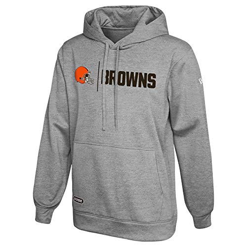 New Era NFL Men’s Cool Grey Gametime Pullover Performance Hoodie, Pro Football Sweatshirt, Cleveland Browns, X-Large