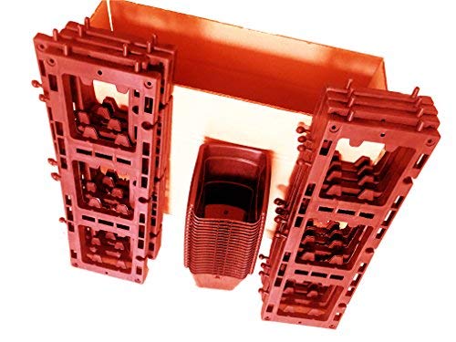 Image of Bio Blooms Agro India Pvt.Ltd. M2 Model Vertical Wall Hanging Garden Pots| 8 Panel & 24 Pots | Brown Color | Outdoor Use & Indoor Use