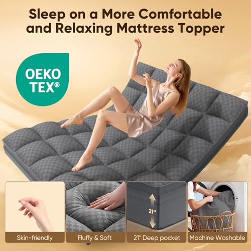 Image of Twin Mattress Topper, 4.5 Inch Memory Foam Mattress Topper for Back Pain - 2.5 inch Cooling Memory Foam Soft and Supportive + 2 inch Pillow Top Mattress Pad Cover, with 8-21 inch Deep Pocket