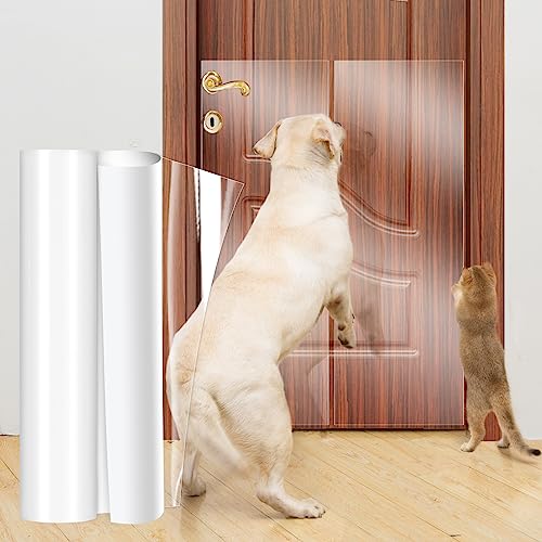 Uross Door Protector From Dog Scratching- 197" X17" Cat Scratch Furniture Protector, Dog Door Protector Scratch Guard, Transparent Self Anti-Scratch Cat Furniture Protector Tape For Window #TOP5