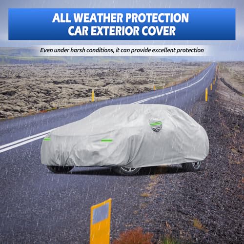 Image of Car Cover Custom Fit for Mercedes Benz C-Class 2008-2026 C300 C350 C400 C450, Migaven Waterproof Full Exterior Cover Sun Rain Protection with Door Zipper, Silver