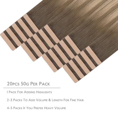 Image of WENNALIFE Tape in Hair Extensions Human Hair, 20pcs 30g 10 inch Balayage Sandy Brown to Platinum Blonde Remy Hair Extensions Straight Human Hair Tape in Extensions Skin Weft Tape Extensions Human Hair