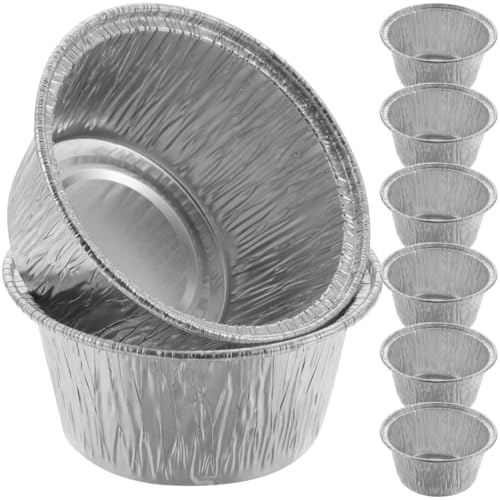 HOMSFOU 100 Ramequins Alu Mini-Tartes: Moules à Pâtisserie Recyclables - 3In Gobelets Dessert Compacts pour Pudding, Cupcakes Jetables, Adaptés Cuisine...