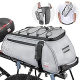 KEMIMOTO Rear Bike Rack Bag, 8L Full Reflective PVC Water Resistant Bicycle Trunk for Road and Mountain Bikes, Ebike Rack Bag with Side Pockets for Cycling Travel Commute