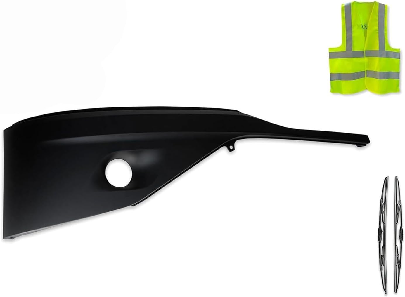 Kozak Black Plastic BUMPER COVER PAINT with FOG LAMP HOLE (Passenger Right Side) Compatible with Kenworth T680 Next Gen 2022 2023+ PLUS Logo, 2x22" Windshield Wipers and KOZAK Vest