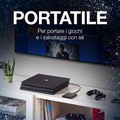 Seagate Game Drive per PS4, Unità Disco Esterna Portatile da 2 TB, Compatibile con PS4 (STGD2000200)