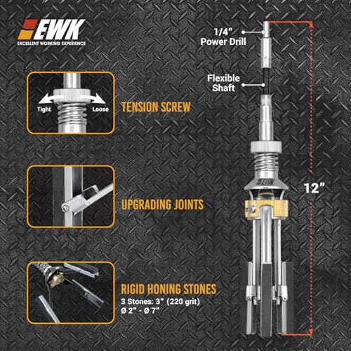 EWK 2" to 7" 3 Stones Engine Cylinder Hone Tool Adjustable Cylinder Deglazer Piston Honer 220 Grit by EWK - Image 2