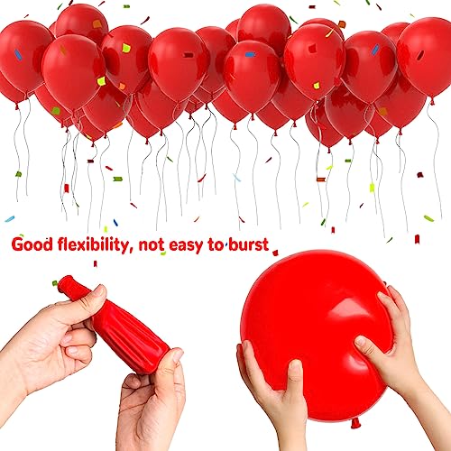 Image of 100pcs Red and White Balloons 12 Inch Thickened Latex Red White Balloons for Mother's Day Decoration Valentine's Day Birthday Wedding Mother's Day Christmas Party Decorations