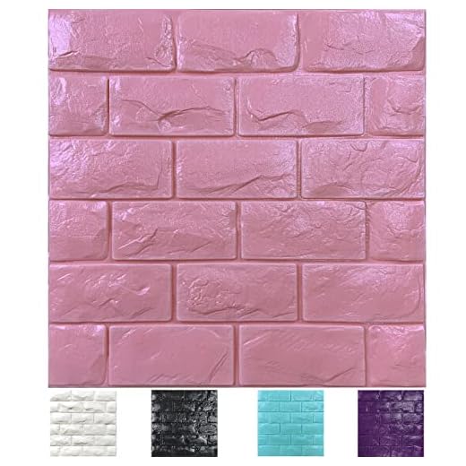 30PCS 3D Wall Panels Peel and Stick Faux Brick Wallpaper Pink Self Adhesive Foam Brick Paneling Faux Stone Wall Panels (30PCS, Pink)