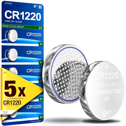 5Plus 5 PCS CR1220 Battery 3V Lithium CR 1220 Batteries CR1220 DL1220 ECR1220 for watches Remotes LED lights electronic devices Toys Car key Scales