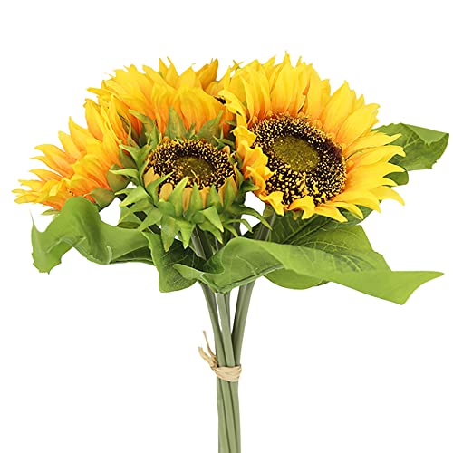 8 Tournesols Artificiels 40cm - Décoration Table Automne/Mariage - Fleurs DIY Realistes - Plastique/Soie