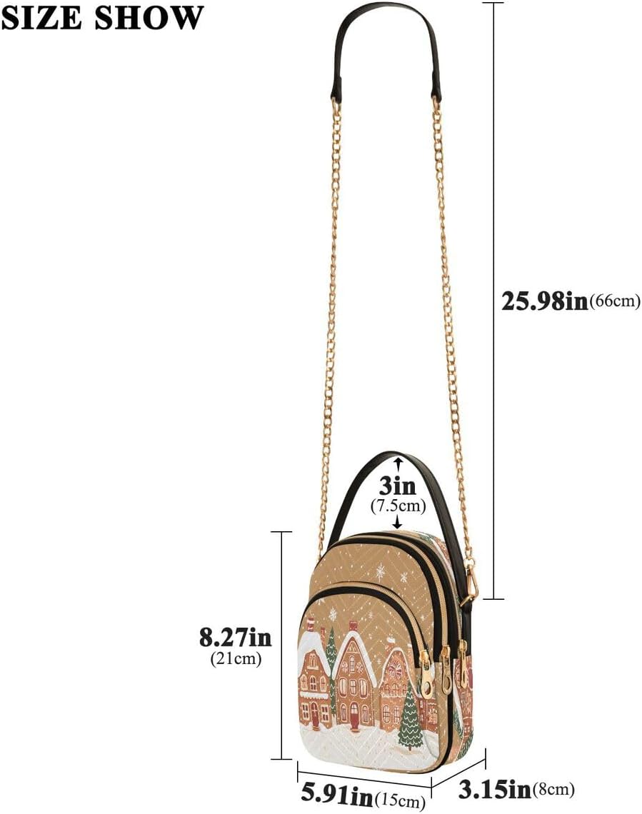 ALAZA Village Gingerbread Snowflake Merry Christmas Crossbody Bag Small Shoulder Handbags Leather Purse for Women - Image 3