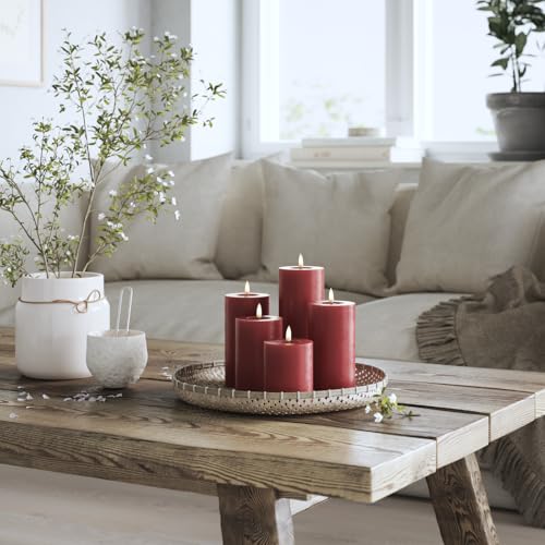 Bougies alimentées par piles boîtes cadeaux LED bordeaux télécommande