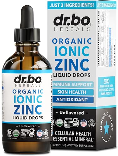 Zinc Supplements Liquid Drops Organic - Pure Organic Ionic Liquid Zinc Supplement Drops for Kids Adults Women & Men - Vegan Skin Immune Support Supplements for Toddler Kids Adults Women Men 4 Oz