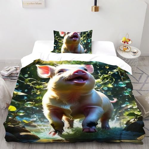 Housse de couette animaux 135x200cm en microfibre premium au fini 3D éclatant - 2