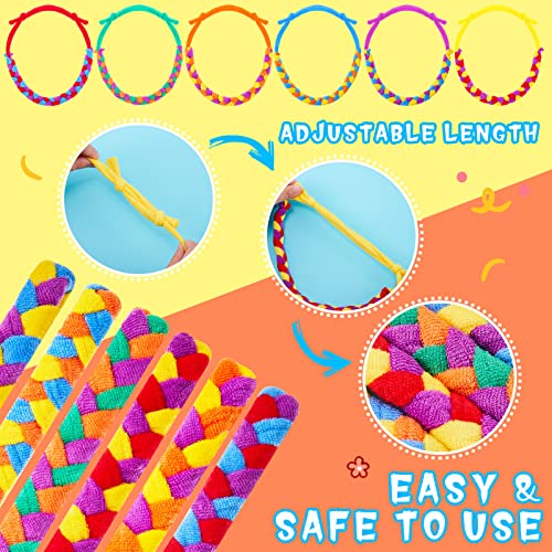 Image of Henoyso 12 Pack Sensory Chew Necklaces Kids Soft Terry Cloth Oral Motor Teething Toys for Boys Girls, Reusable Chewy Jewelry for Focusing & Calming(Rainbow Twist Style,Vivid Color)