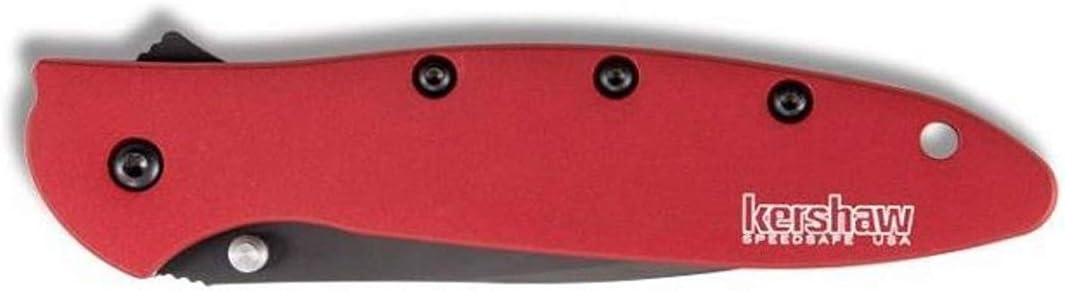 Kershaw Leek Folding Pocket Knife - SpeedSafe Assisted Opening - BlackWash Blade - Red Handle - 1660RDBW