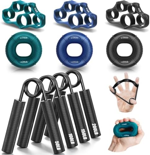 ZEAGUS Grip Strength Trainer,Finger Exerciser-10 Piece Kit