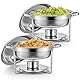 Wilprep Edelstahl Chafing Dish Rund 5L 2 Set Speisenwärmer Wärmebehälter Suppenwärmer Bain Marie Speisen Warmhaltebehälter Suppentopf Chafing Dishes Set für Catering Buffet und Party