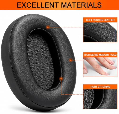 Image of MIZI Replacement Ear Pads Compatible with Sony WH-XB900N, WH-CH710N, WH-CH720N, WH-RF400 & MDR-RF895RK Headphones, Soft Protein Leather Ear Cushions with High-Density Memory Foam, Isolation, Black