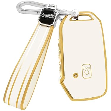 AMAZON - Daemson for Kia Key Fob Cover with Keychain, Premium Soft TPU Full Protection Key Fob Case for Kia Cerato Ceed Forte NIRO Sorento Seltos Sportage Soul Telluride Smart Key Protector (White)