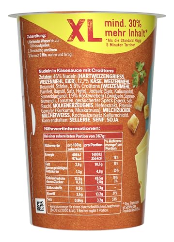 MAGGI 5 Minuten Terrine XL Käsenudeln mit Croutons, leckeres Fertiggericht, Instant Nudeln, 8er Pack (8 x 87g) – Bild 3