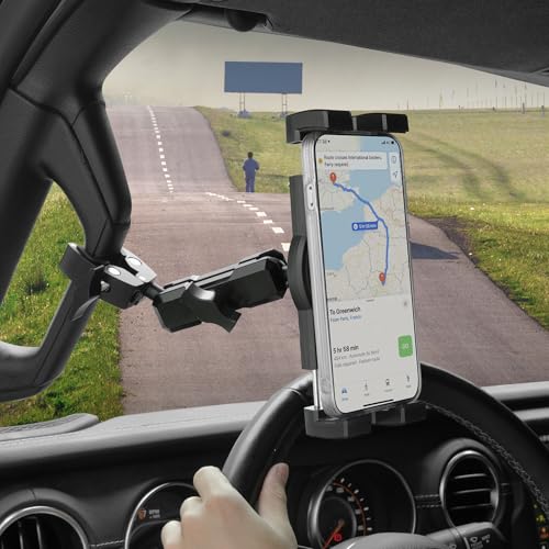 車用スマホ Aピラーホルダー 補助グリップ スマホホルダー トラックハンドルホルダー トヨタ ハイエース 200系に適用 スマホ・タブレット対応 360度回転 取付簡単 金属アーム 滑り止め