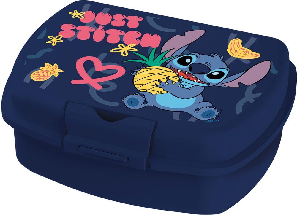 Disney Stitch Sandwich Maker for Kids, BPA-Free Plastic Sandwich Maker with Safety Closure, Washable and Reusable, Not Microwave and Dishwasher Safe
