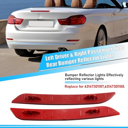 Image of Jaronx Compatible with BMW Rear Bumper Reflector for 3' F30 Sedan 2013-2015 | 4' F32 /F33 /F36 2014-2016, for BMW 63147301187 63147301188 Left /Right Rear Bumper Red Marker Tail Reflector Light Replacement