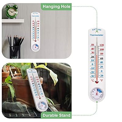 Outdoor Indoor Hygrometer Thermometer, Humidity Monitor, Temperature Humidity Gauge Meter with Celsius/Fahrenheit (C/F) for Patio, Field, Cellar, Garden, Humidors, Greenhouse, Closet by AikTryee