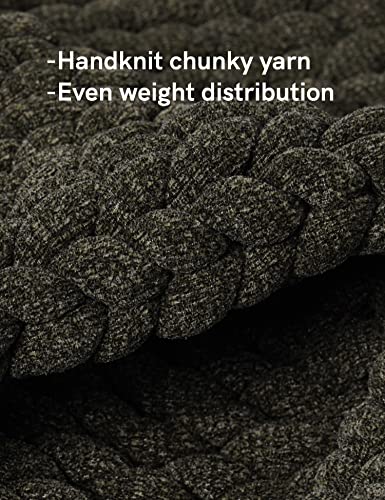 YnM Chenille Weighted Blanket, Handmade Chunky Knitted Design, Soft and Cozy, Temperature Regulating and Breathable, Machine Washable Throw for Sleep or Home Decor (Olive Green, 50x60 Inch, 10lbs)