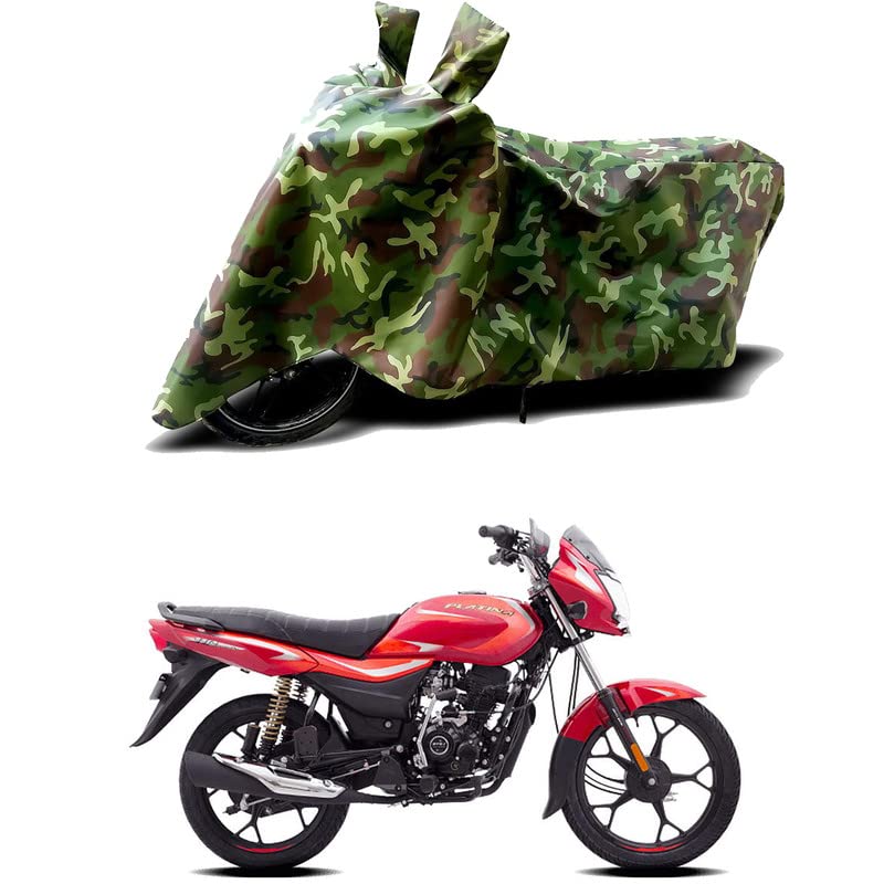 Image of 100% Water Resistant Bike Scooty Two Wheeler Body Cover Compatible for Bajaj Platina 110 ES Disc /UV-Rays /Heat Protection /Birds Dropping /Scratchproof /Dust Proof /Waterproof /All [Green MJ]