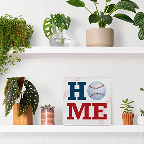 Baseball Home Decorative Wooden Box Sign Baseball Sports Themed Wood Block Plaque Decor Table Shelf Or Wall Display #TOP4