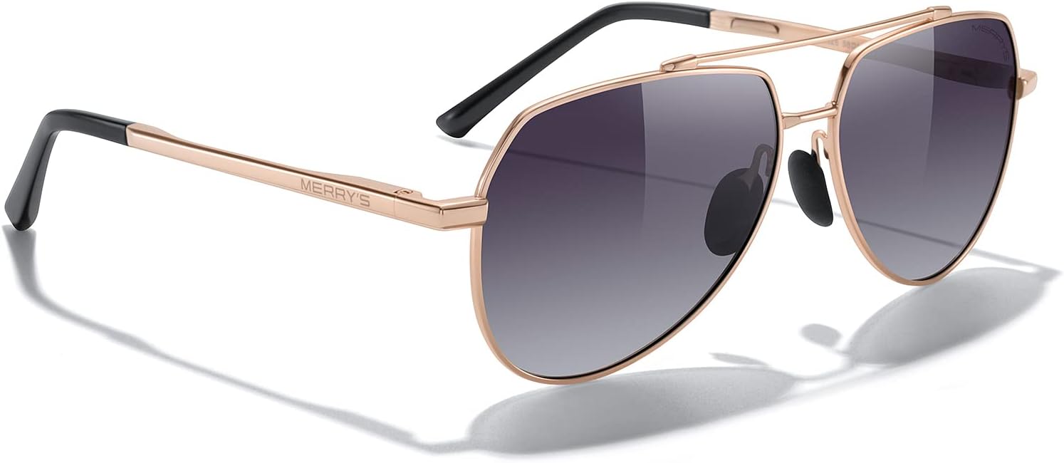 MERRY'S Men Classic Pilot Sunglasses for Men Women - Polarized Driving Sun glasses Mirrored Lens UV 400 Protection 58 MM