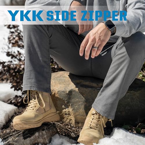 Tactical Boots for Men with Side Zipper, 8 inch Outdoor Military Work Hiking Boot(BP701-703)3