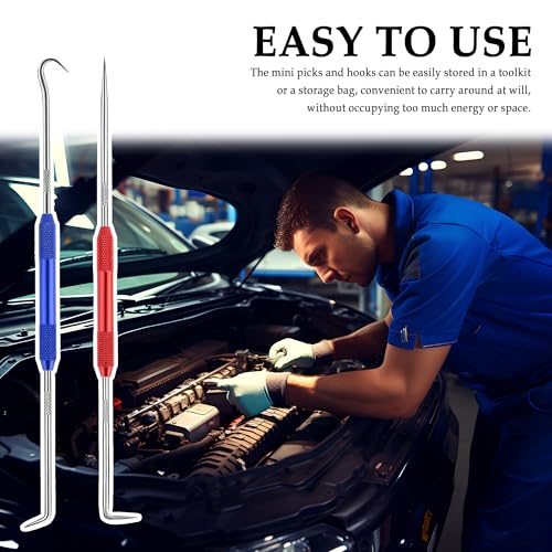 Image of Salior 2PCS CarbonSteel Hook Tool and Pick Set,Double End Pick and Hook Set Auxiliary Dismantling Fittings,Universal O Ring Pick Set and Hook Tool Car Accessories Fit for Most Vehicles