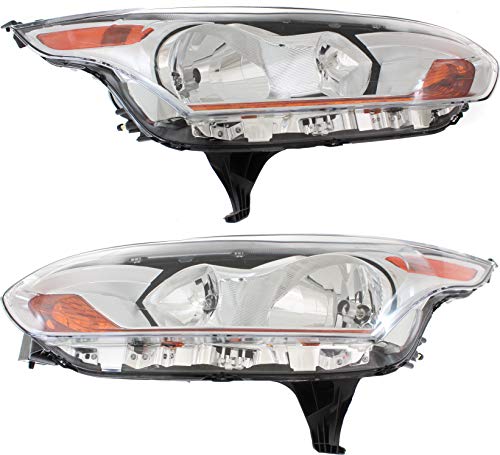 Evan Fischer Headlight Set Compatible with 2014-2018 Ford Transit Connect XLT and Titanium Models Driver and Passenger Side CAPA