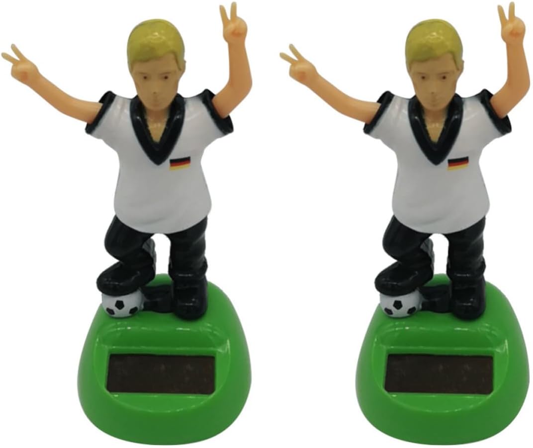 2pcs Football Theme Solar Powered Swing Car Ornament for Office Desk