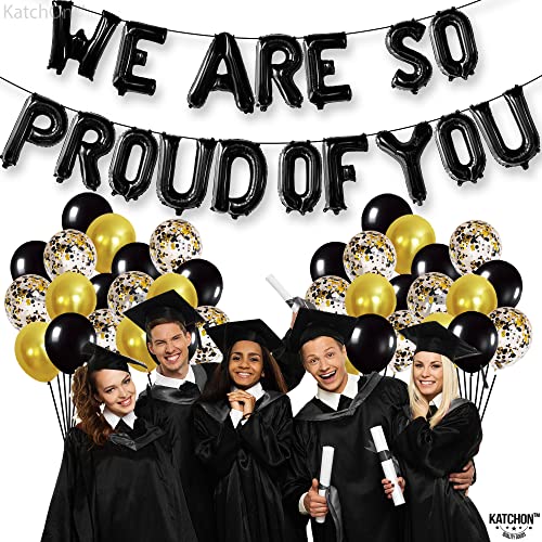 Image of KatchOn, Black We Are So Proud of You Balloons - 16 Inch, Pack of 16 | Proud Of You Balloon for Graduation Decorations 2026, Graduation Balloons, 2026 Graduation Decorations
