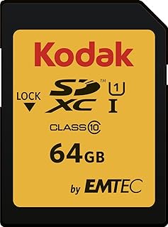 KODAK SDXC Card 64GB UHS-I U1 V10 Premium, up to 85MB/s Read Speed, for Full HD Video and High-Resolution Pictures, Compatible with SDXC Standard - EKMSD64GXC10K