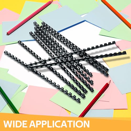 MYFULLY 100 Pack 21 Ring Plastic Comb Binding Spines | 1/4 Inch Diameter, 20 Sheet Capacity, A4, Black Binding Comb (1/4\" (20 Sheet Capacity)) - Thumbnail 6
