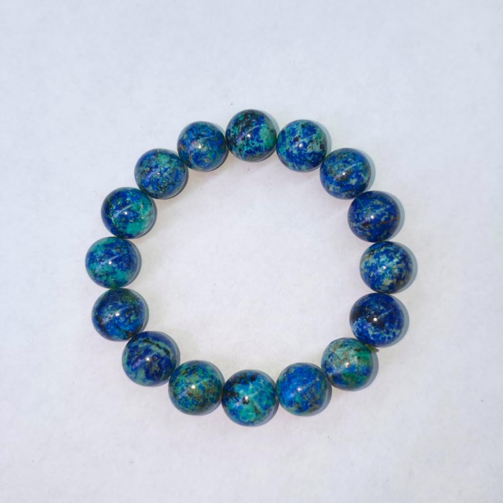 Natural Azurite Crystal Beaded Bracelet, Blue and Green Stone Jewelry, Round and Cylinder Bead Styles Suitable for Meditation, Yoga, Daily Wear